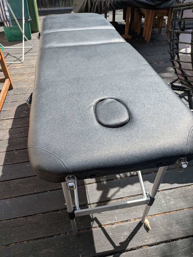 Portable Black Massage Treatment Couch - Folds Up