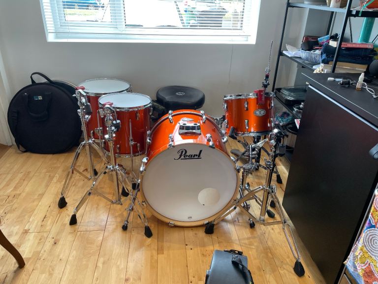 Pearl Drum Kit – Orange, Good Condition