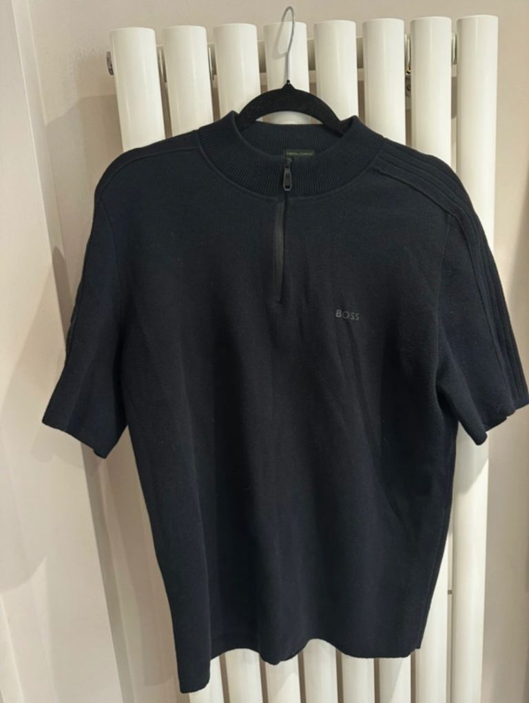Boss Navy blue men’s quarter zip polo top