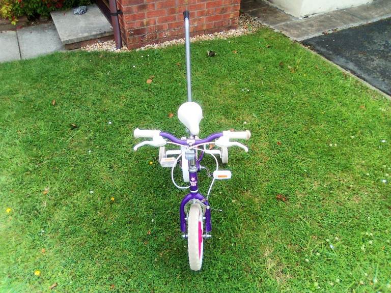 Bike with stabilisers and guide handle 