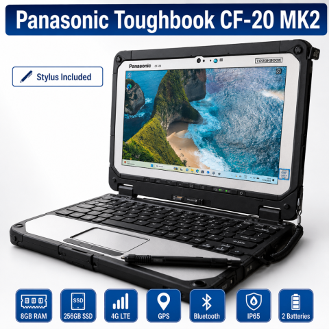 Panasonic Toughbook CF-20 Mk 2 i5-7Y57 8GB RAM 256GB GPS LTE 2 BAT
