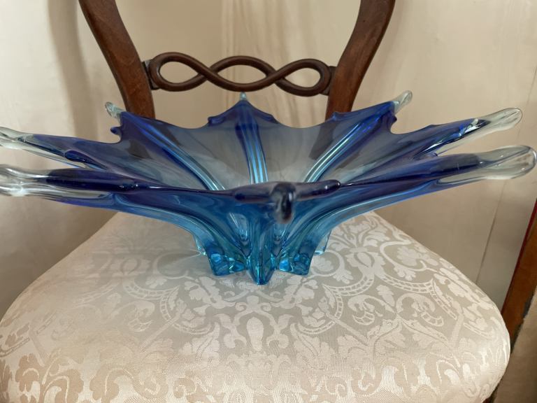Very Large Blue Glass Bowl