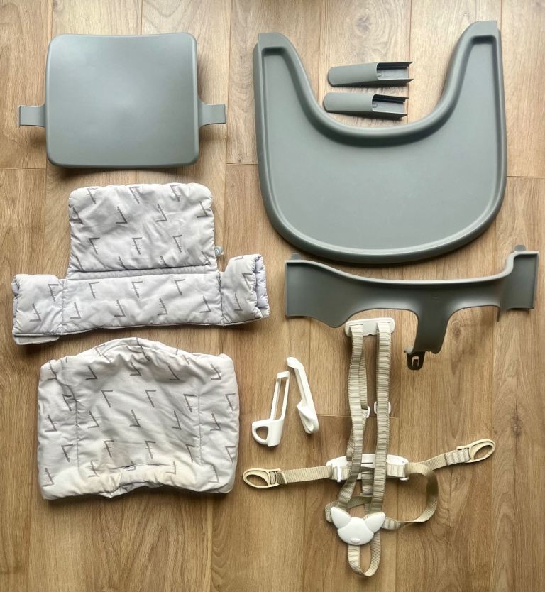 Stokke Tripp Trapp Chair Complete Accessories - Baby Set, Tray, Cushion, Harness - Great Condition