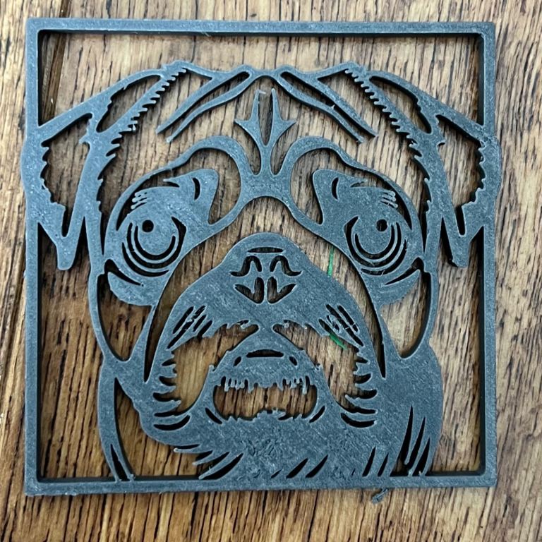 Decorative Pug Dog Silhouette Fridge Magnet 