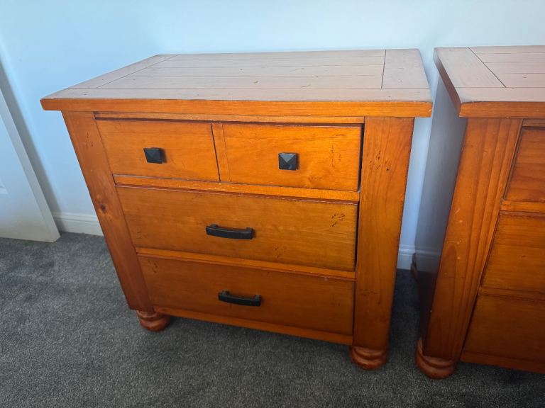 Stained Oak Bedside Cabinets x2