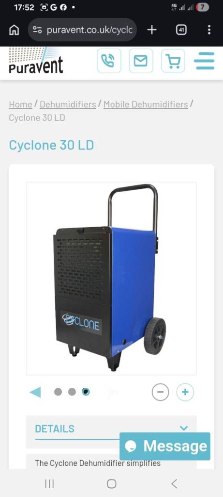 £100!! Cyclone 30 LD Dehumidifier – Blue, Good Condition