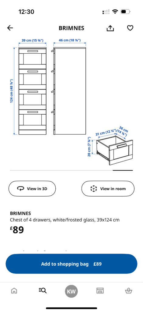 IKEA Brimnes chest of 4 drawers 
