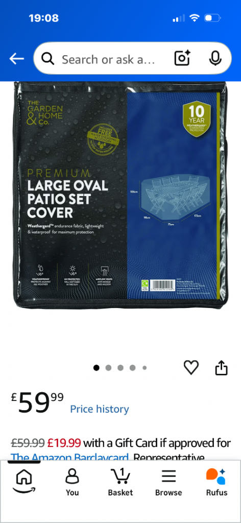 The Garden & Home Co. 6-8 Seater Patio Set Cover – New