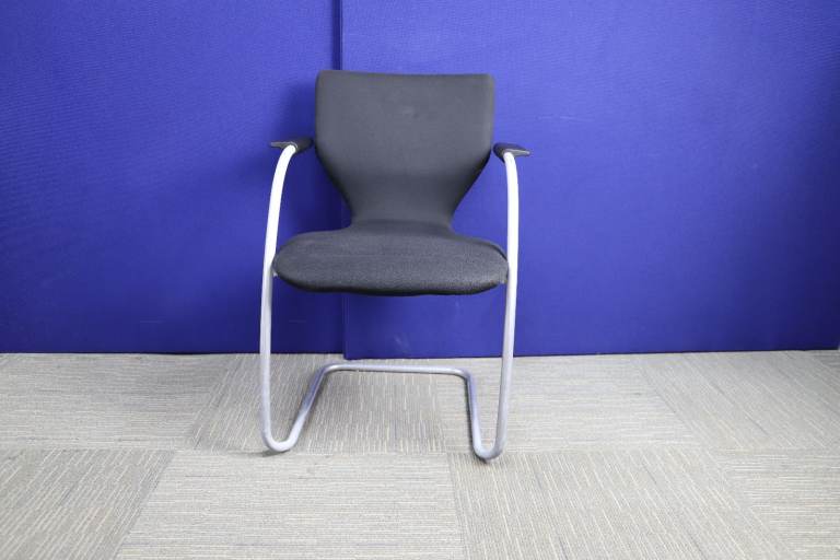 Black Fabric Meeting Chair with Grey Cantilever Legs - 2OOF-SO-1079