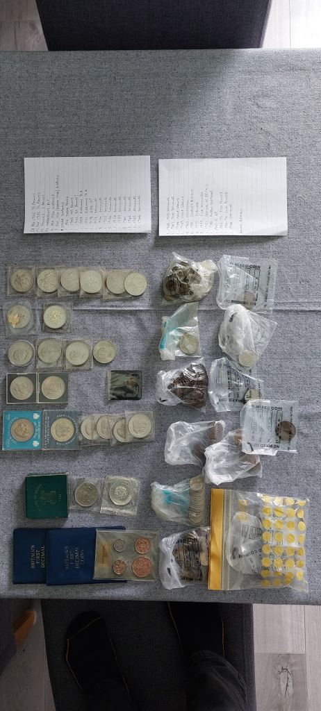 Collection of commemorative coins plus other predecimal.