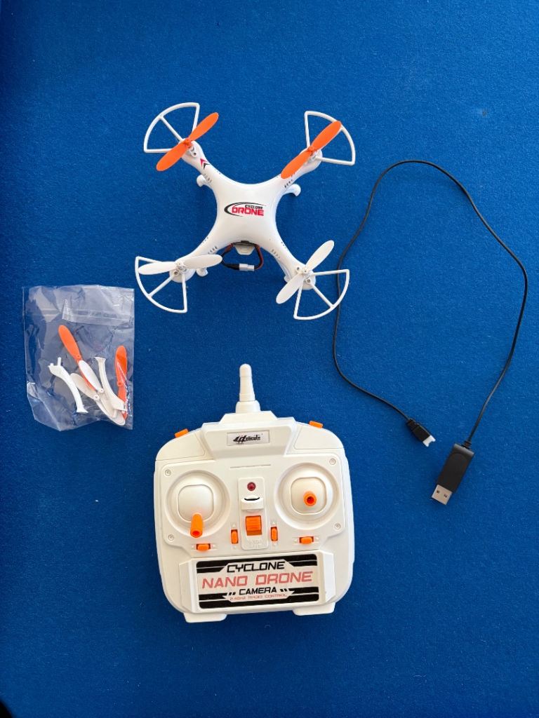 Cyclone Nano Drone with Remote Control and Spare Parts