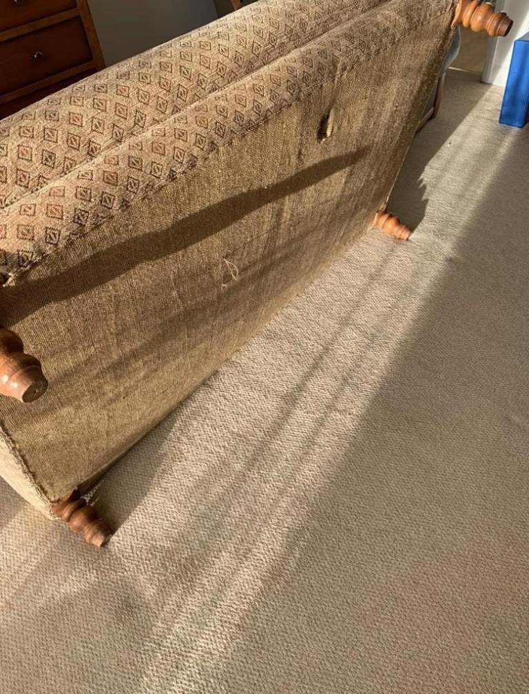 John Lewis 2 seater sofa fabric wooden feet gold/beige