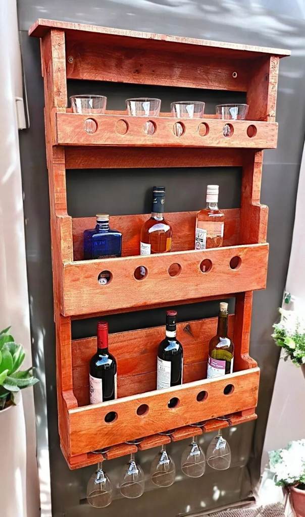 Whisky Wall Bar, Glasses Shelf - Decorate Your Home Pub Hand Made Art Deco