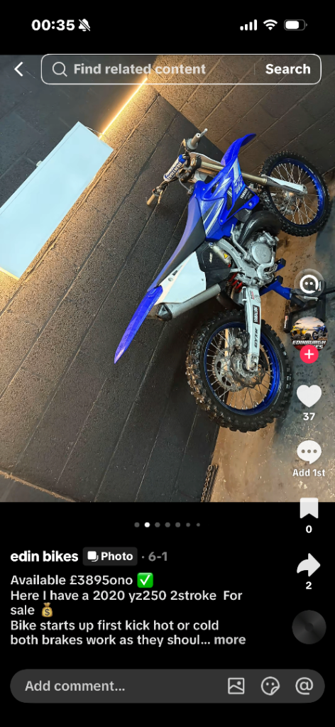 Yamaha YZ250 2-Stroke Dirt Bike - 2020 Model, Blue