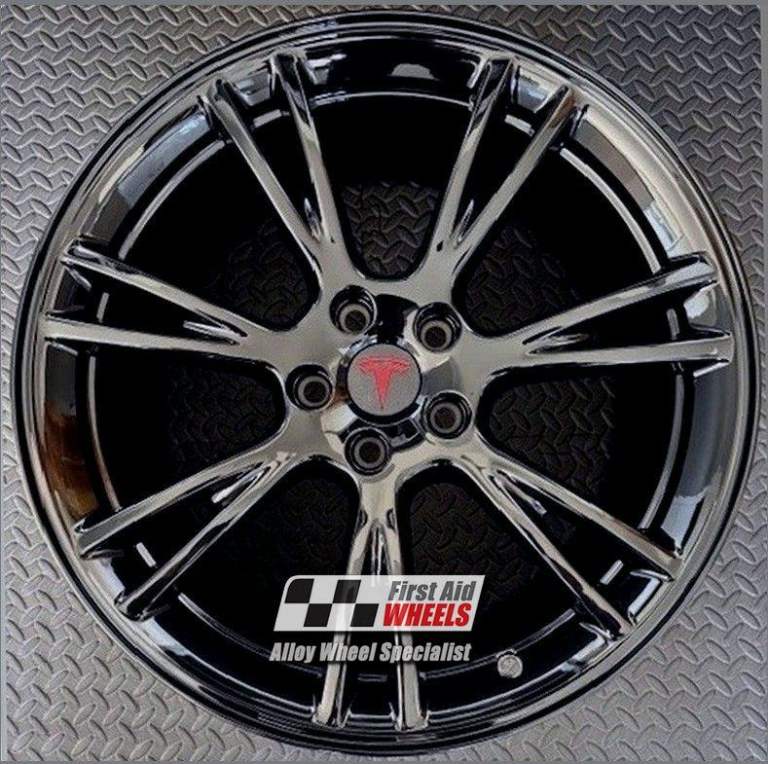 R615BC Swap TESLA MODEL Y 4x 19'' GENUINE GEMINI BLACK CHROME ALLOY WHEELS