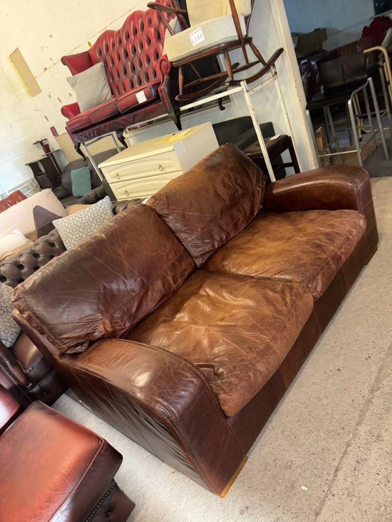 Duresta panther brown real leather two seater sofa
