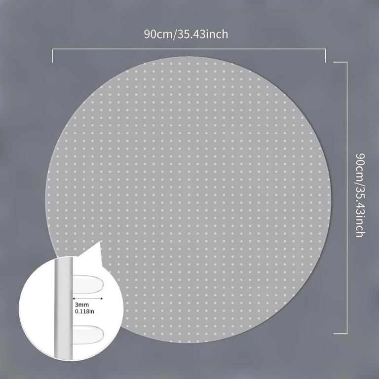 WASJOYE 90cm Round Transparent Desk Mat For Carpet