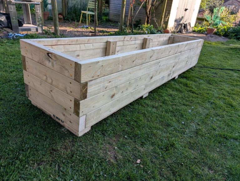 Large wooden planter with base 8’ x 2’ 