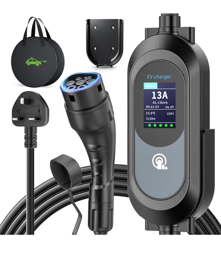 EV Charger Cable Type 2 to 3 Pin Plug 15M/49.21Ft, Max 3.1kW