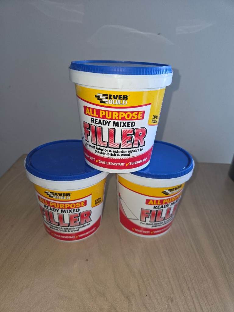 3x Everbuild All Purpose Ready Mixed Filler - 1kg Tubs - Brand New