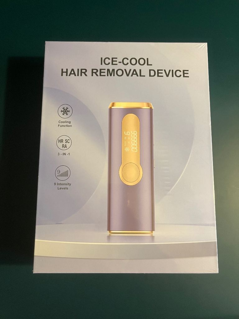 Glattol Laser Hair Removal Device Ice Cooling Purple Brand New Box Is Sealed.