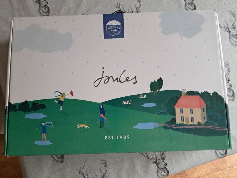New In Box Ladies Joules Field Welly Art Floral Print Wellington Boots RRP 59.95 UK 6