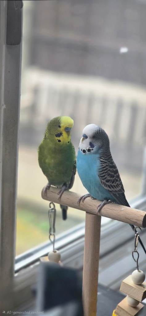 2 Nale Budgies with cage