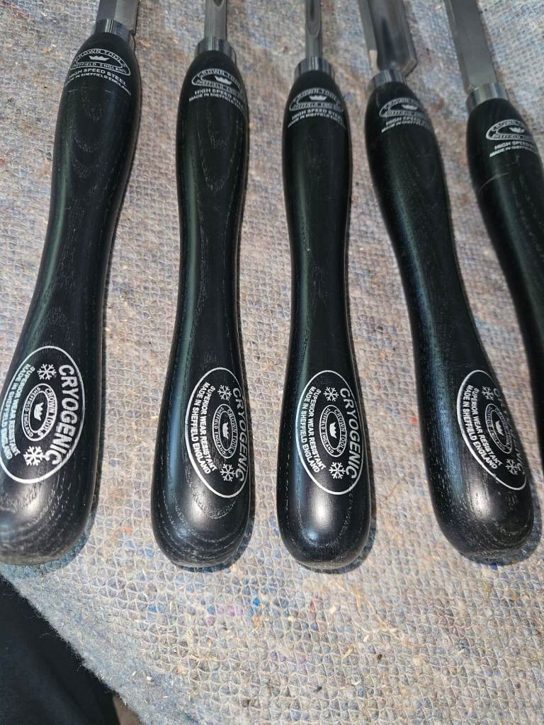 5 Crown cryogenic woodturning chisels lathe Axminster parting Roughing ...