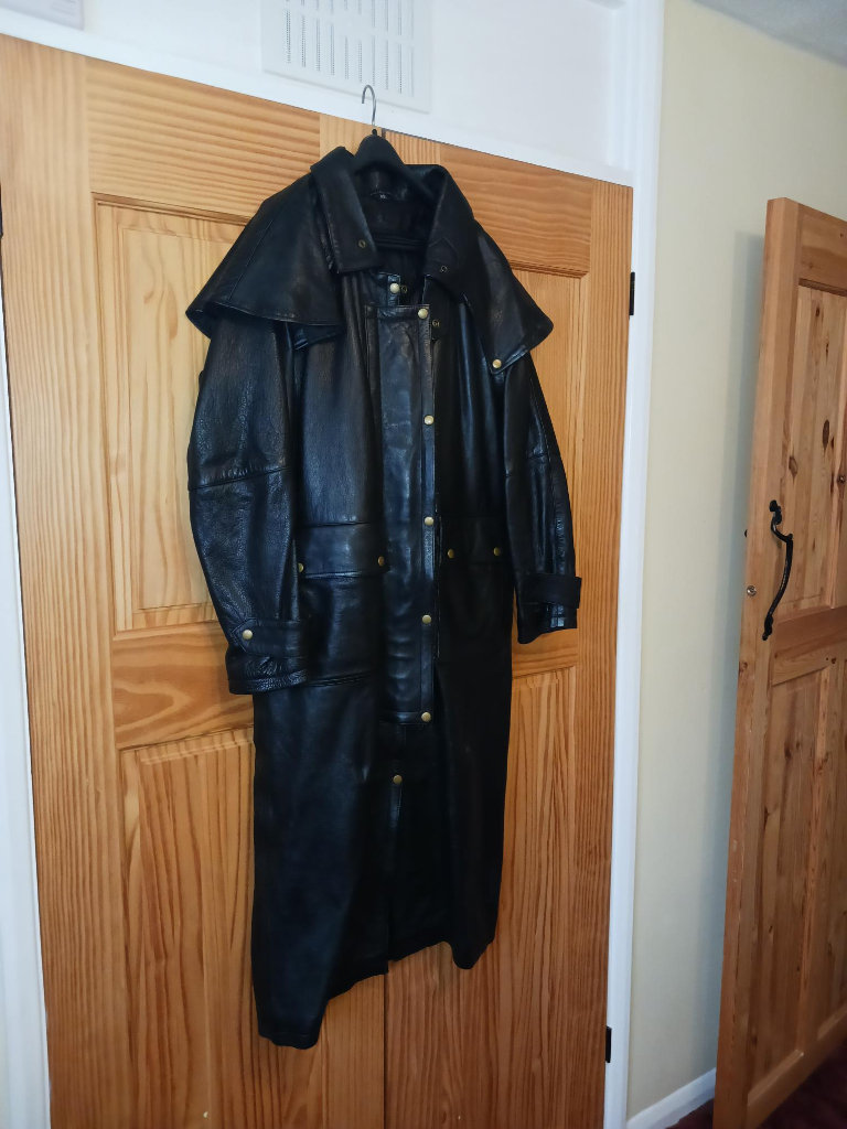 Leather full length coat