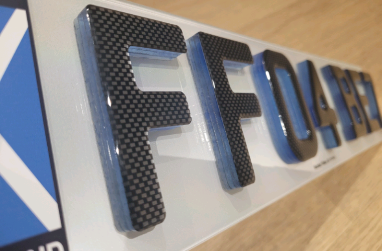 9mm Neon Blue 4D Carbon Gel Car Number Plates