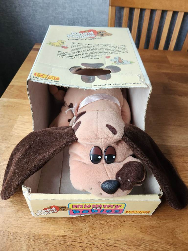 Vintage Pound Puppies 1980's Mummy and babies complete with box and certificate