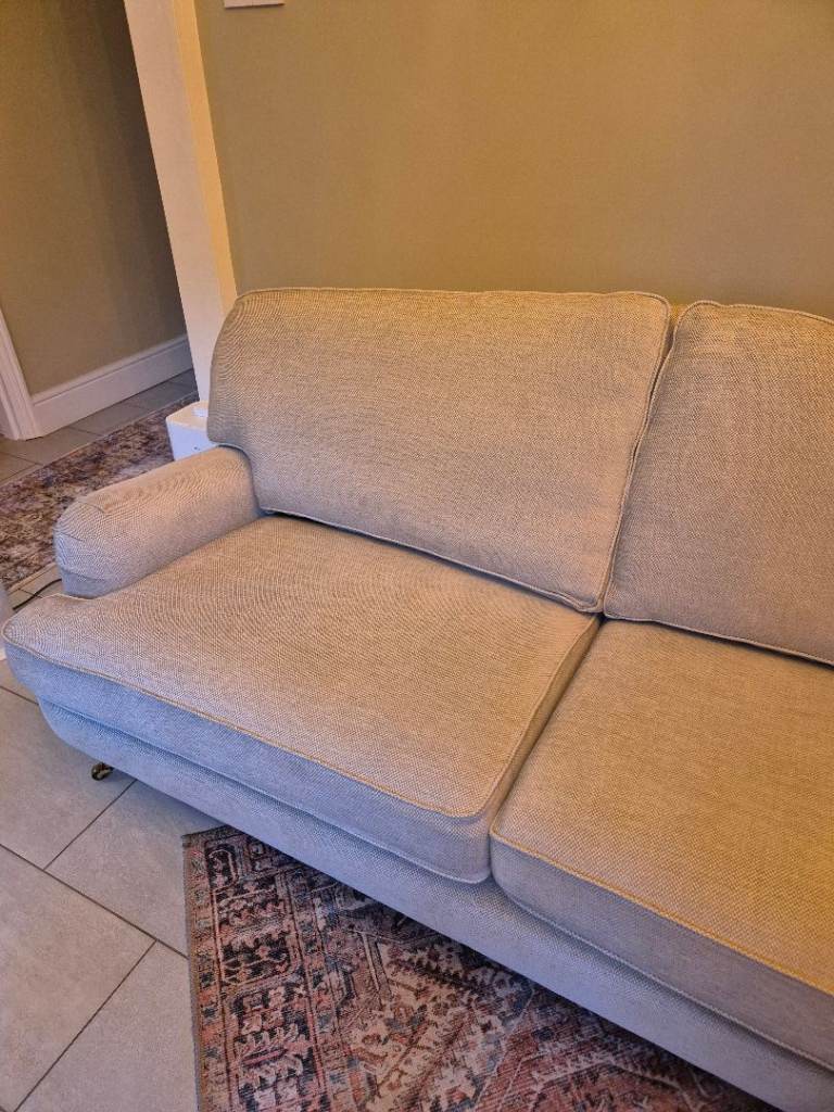 Laura Ashley Lynden Large 3 Seater Sofa, Teak Leg, Wooton Natural