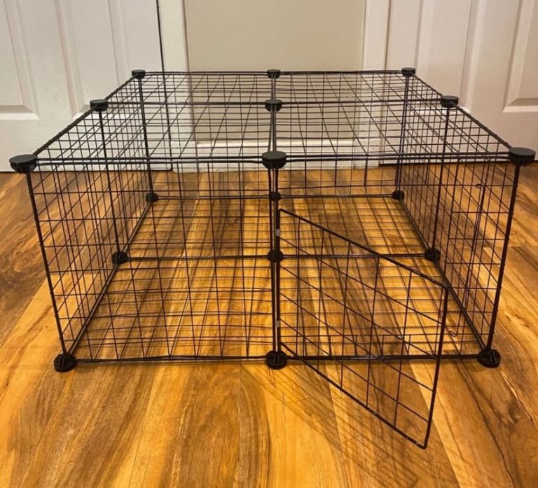 DIY Pet Playpen Metal Wire Fence 16 Panel Enclosure Indoor Outdoor Small Animals Cage, Black