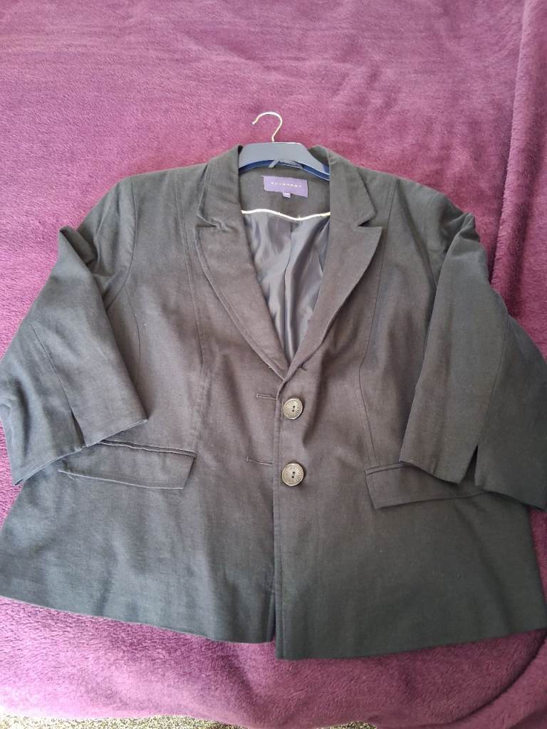 Ladies Navy Linen 3/4 Sleeve Jacket