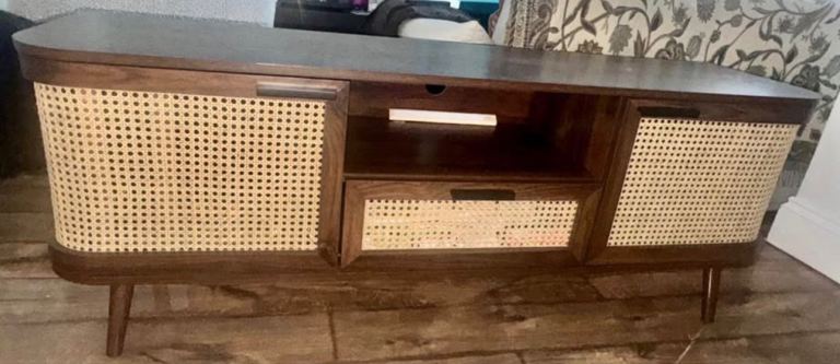 DAALS Izzy Curved Rattan 150cm TV Unit, Walnut RRP £249.99