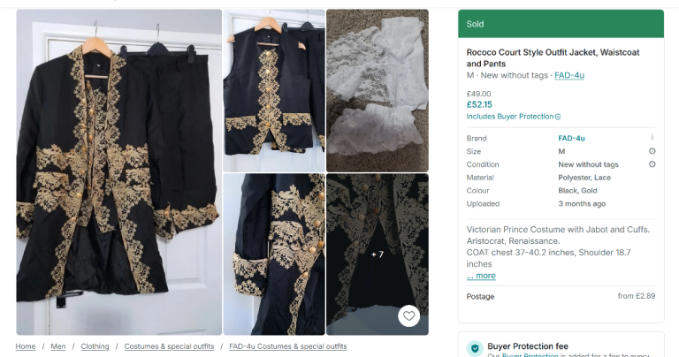 MEN M - FANCY DRESS size m  - ROCOCO COURT STYLE JACKET WAITSCOAT AND PANTS