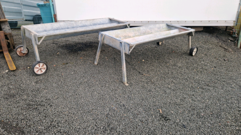 Choice of two 8ft galvanised double cattle feeding trough farm tractor