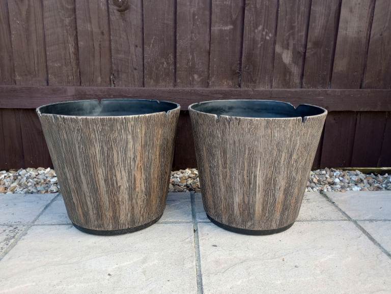FAUX WOOD EFFECT PLANTERS - BRAND NEW
