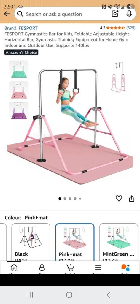Gymnastics bar and mat