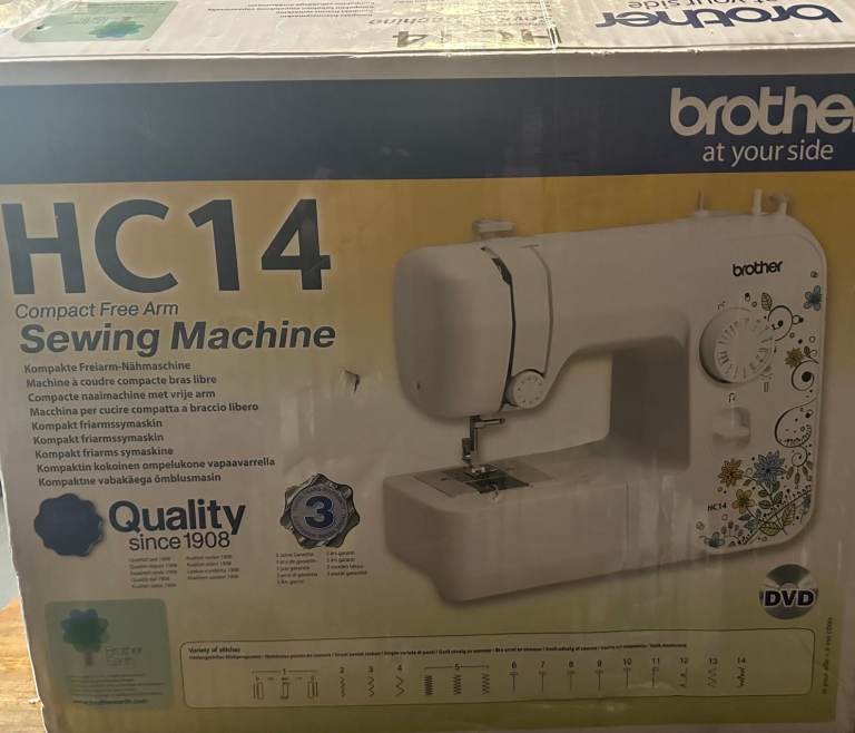 Brother HC14 Lightweight Sewing Machine White Floral Pattern With Foot Pedal New