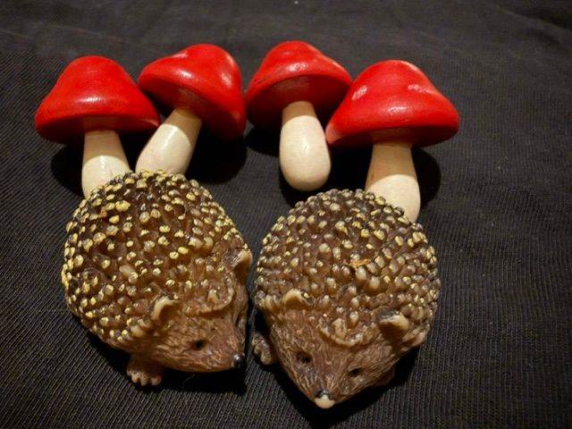 NEW SUPER CUTE MINI RESIN FIGURES HEDGEHOGS AND MUSHROOMS