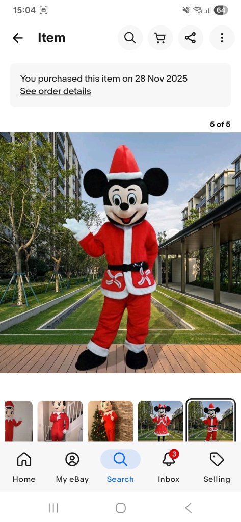 Santa Mickey Mouse Mascot Costume