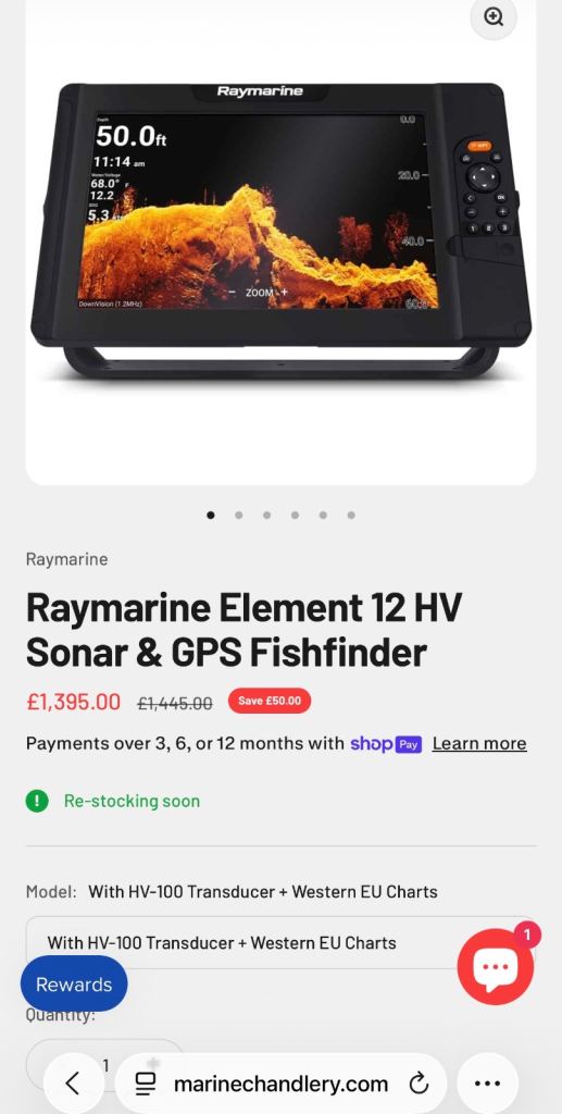 Raymarine Element 12 HV Sonar & GPS Fishfinder - New