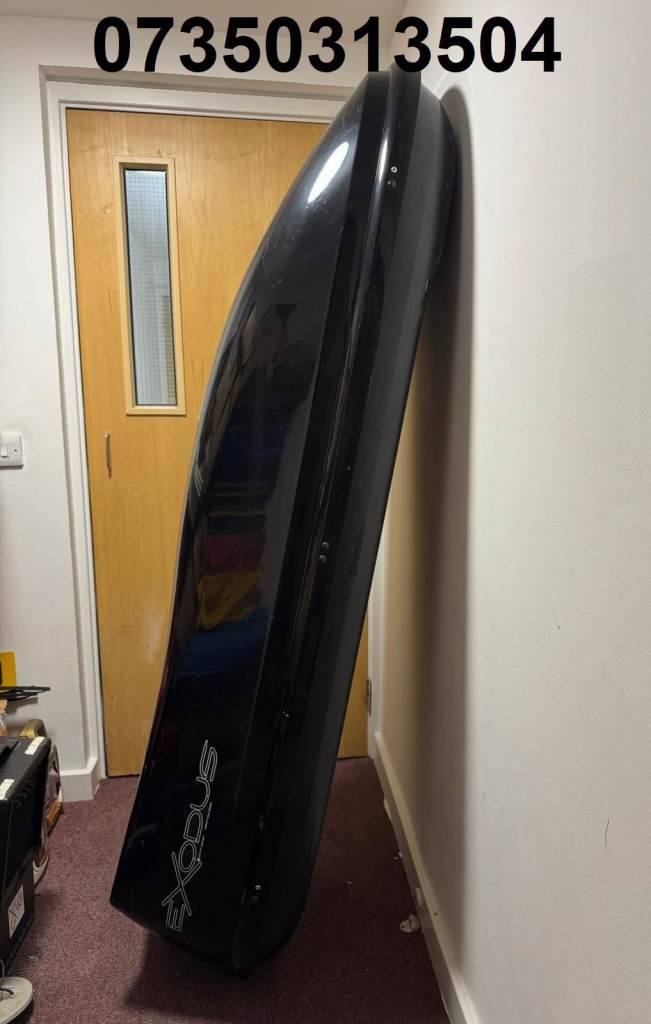 Halfords Exodus 380Litre Roof Box with Locking Key & U-Clamps(Fittings)