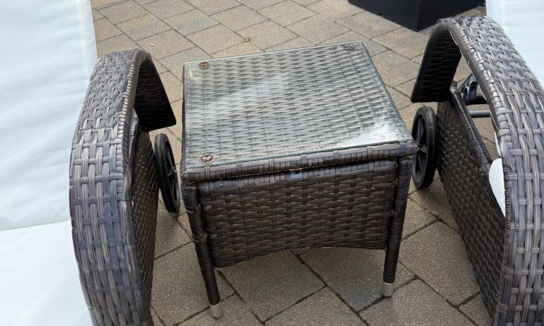 Rattan Garden Side Table – Good Condition