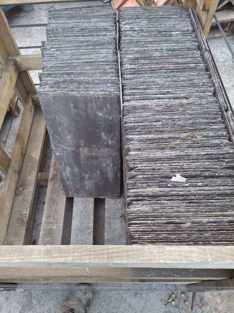 Bangor Blue slates chimney pot roof ridge floor tiles 