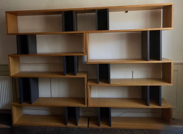 Pair of Habitat Antonn 5-Shelf Units (Oak & Black) – Excellent Condition