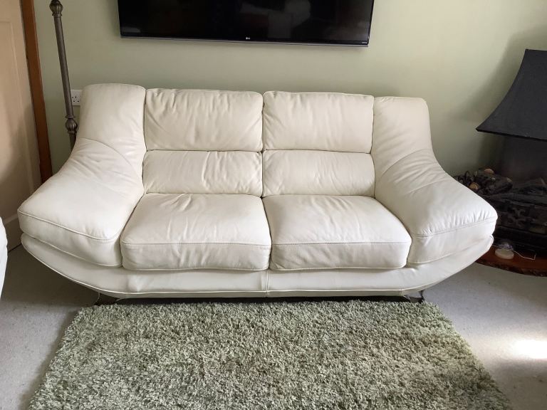 Leather sofas 3 seater and 1 seater off white