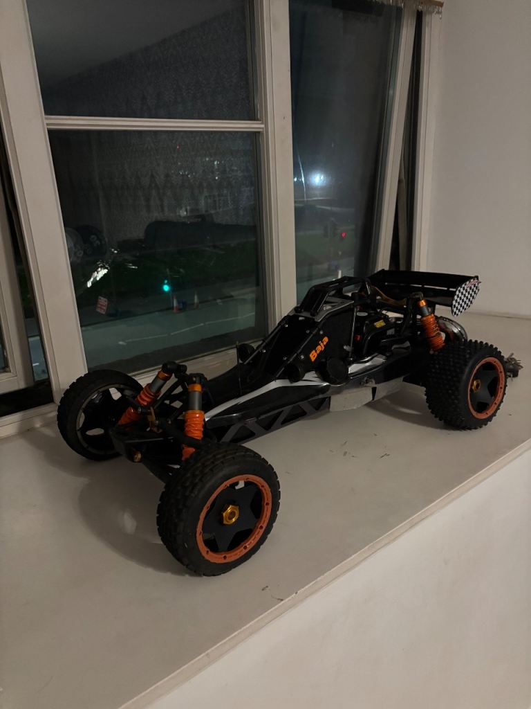 Baja Large RC Buggy Car – Black and Orange, Good Condition