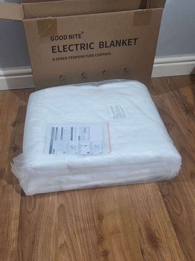Good Nite Electric Blanket – New, White, 9-Speed Temperature Control